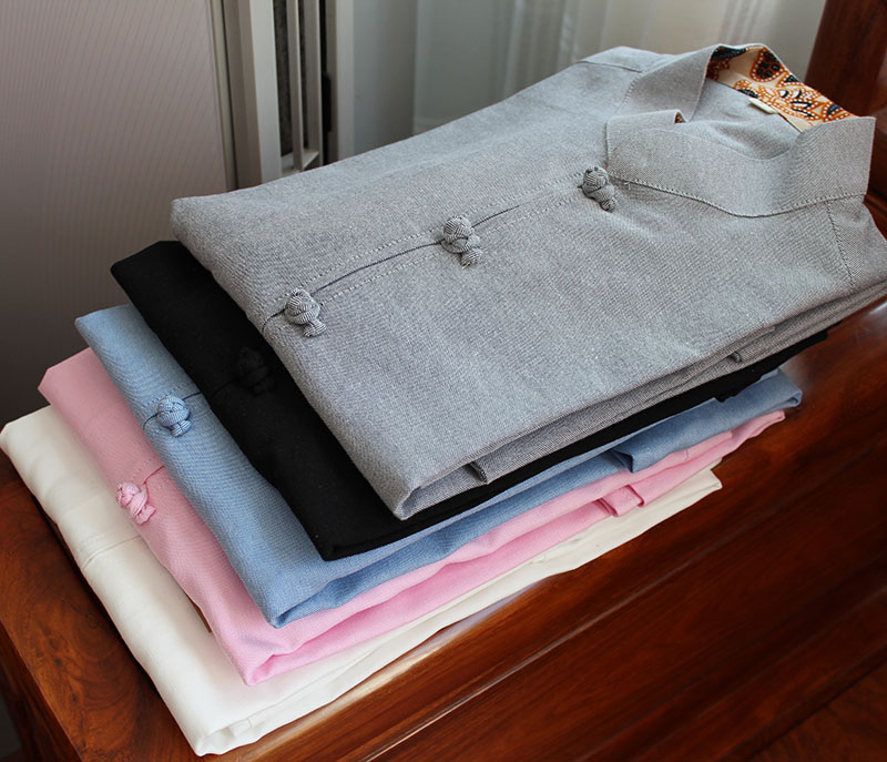 Pure cotton shirt men's long-sleeved stand-up collar slim business casual Korean version thickened fabric youth spring and autumn new shirt