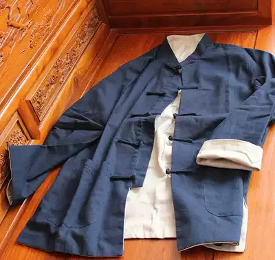 Cotton linen Tang suit double-sided can wear a jacket, casual clothing, Taiji clothing, Jushi uniform, Chinese style, fattening