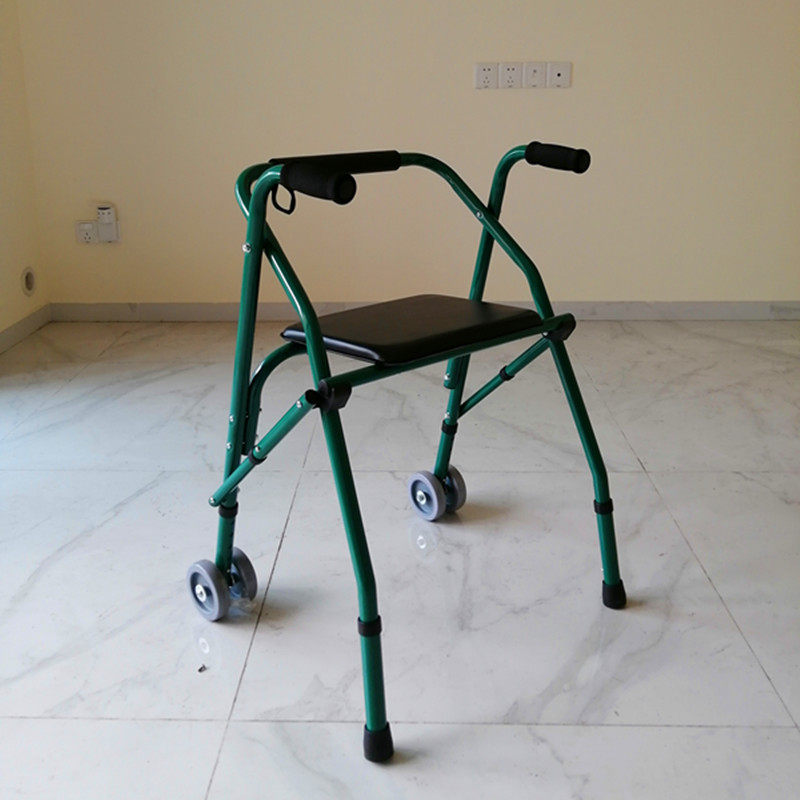 High-quality thickened aluminum alloy wheel with seat walker adult scooter folding elderly rehabilitation training trolley adjustable