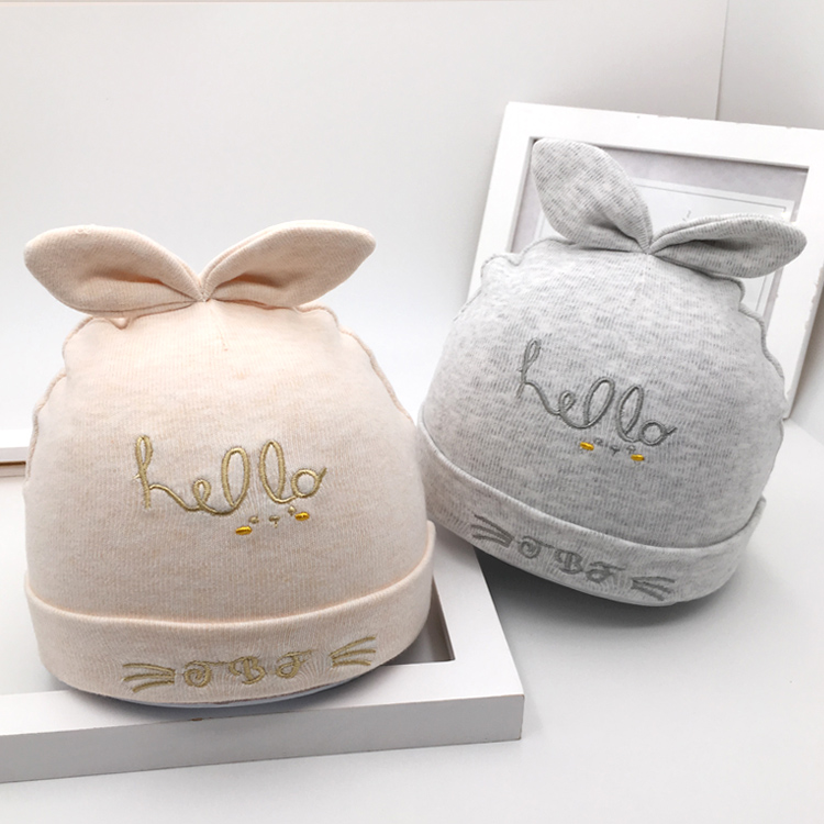 Baby hat spring autumn 0-3 months pure cotton thin tire cap male and female baby newborn baby full moon sleeve head cap 1