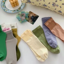 Flower face cat 20SS spring and summer thin candy color velvet socks threaded socks mouth pile socks Joker socks