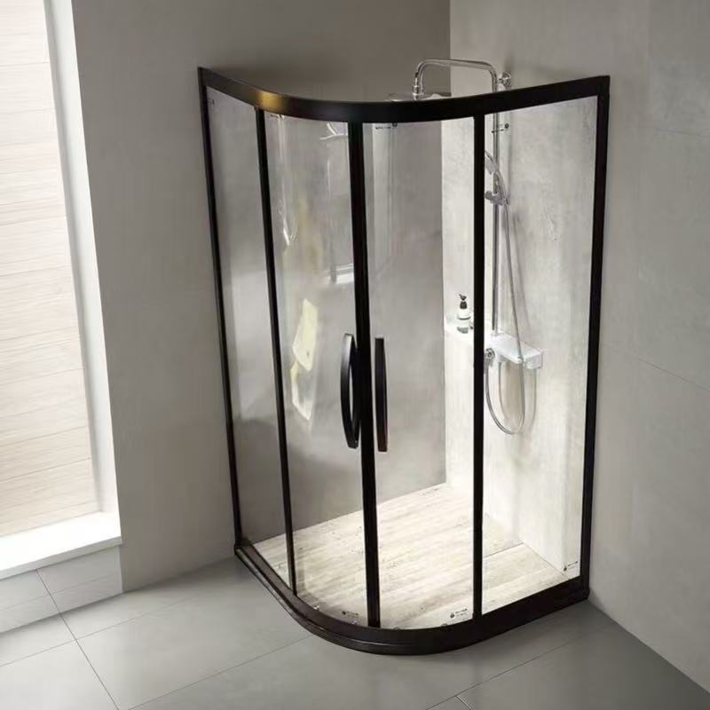 Matte Black Bright Silver Shower Room 304 Stainless Steel Arc-Shaped Fan-Shaped Tempered Glass Bathroom Overall Rose Gold