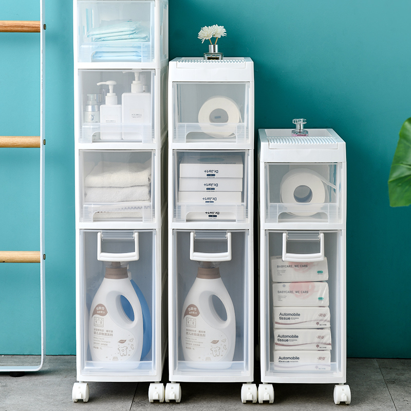 Bathroom bathroom crevice cabinet gap drawer one-key storage refrigerator side cabinet narrow cabinet locker removable