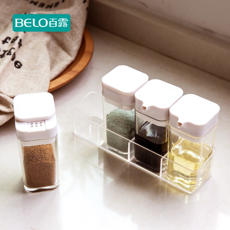 BBQ condiment bottle oil control bottle kitchen seasoning seasoning bottle set household plastic seasoning box oil salt pepper jar