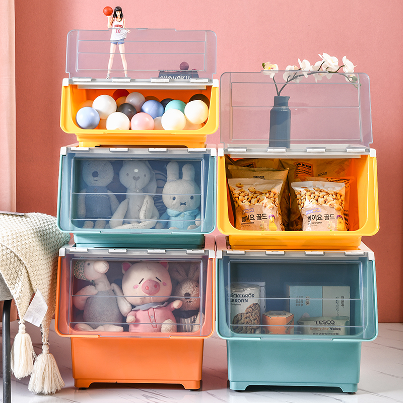 Bailu Storage Box Snacks Side Open Storage Basket Toy Storage Box Flip Top Finishing Box Kitchen Plastic Storage Box