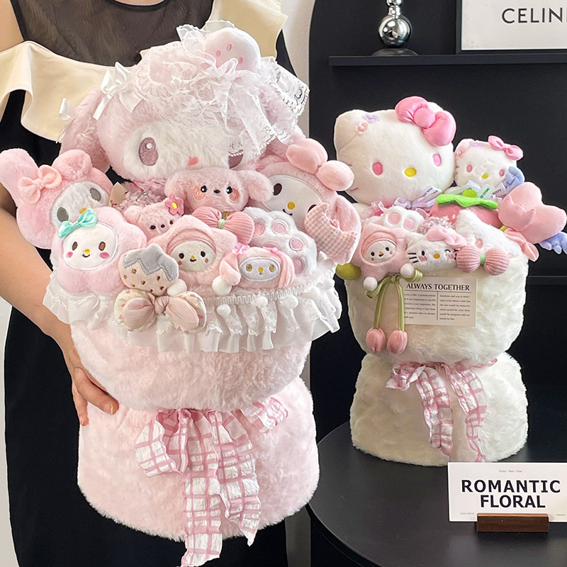 Kitt Hello Creative Doll Bouquet Cute Creative Girl's Birthday Gift for Female Friends Valentine's Day Gift for Girlfriend
