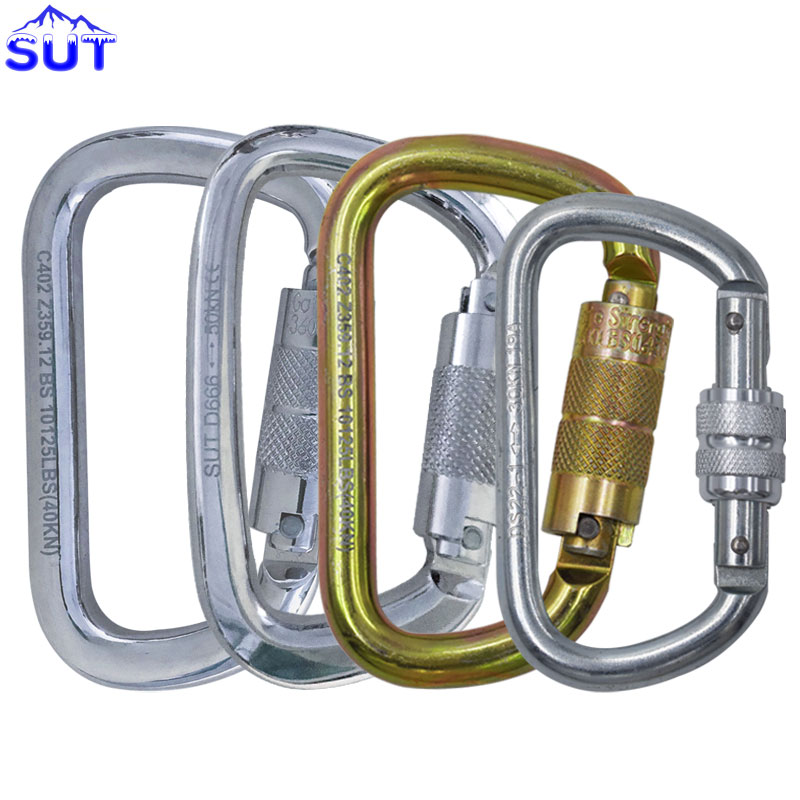 50KN40kn Automatic Lock Door Safety Hook 30KN Wire Lock Door D Type Load Bearing Mountaineering Cable Main Lock Outdoor Portable