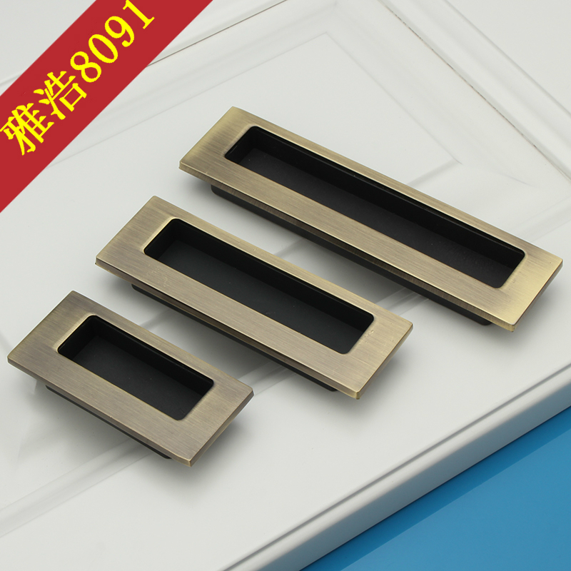 Drawer Dark Concealed Handle Modern Green Red Paleocopper Inline pull-door slotted flush-type zinc alloy buckle