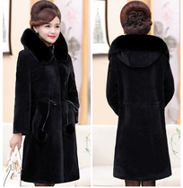 Mothers winter Mank velvet coat female middle-aged and elderly womens Womens Foreign long autumn and winter sheep-cut fur coat