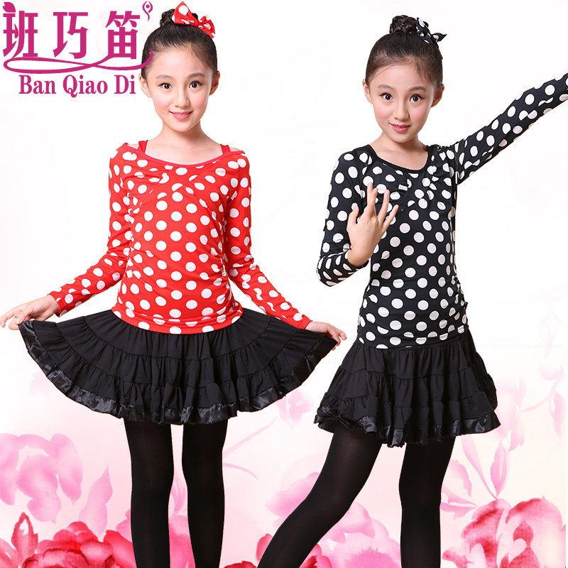 Spring and Autumn Dance Clothes Point Practice for Children's Long Sleeve Latin Kits Girls Show Socks