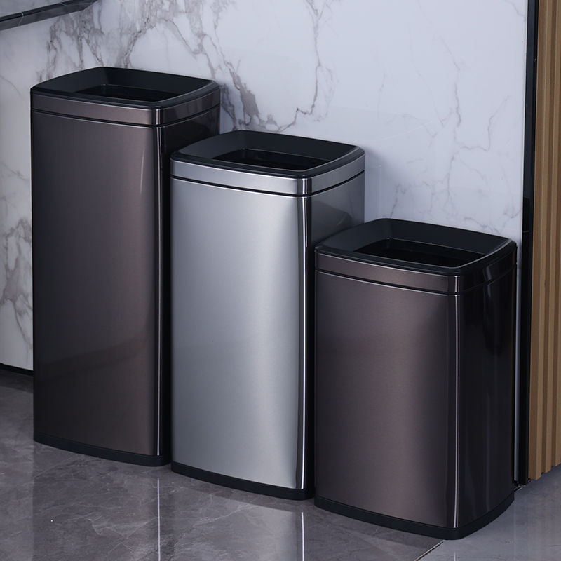 Stainless Steel Lidless Trash Can, Large Toilet Paper Bin, School Office Waste Paper Bin, Home Living Room Kitchen