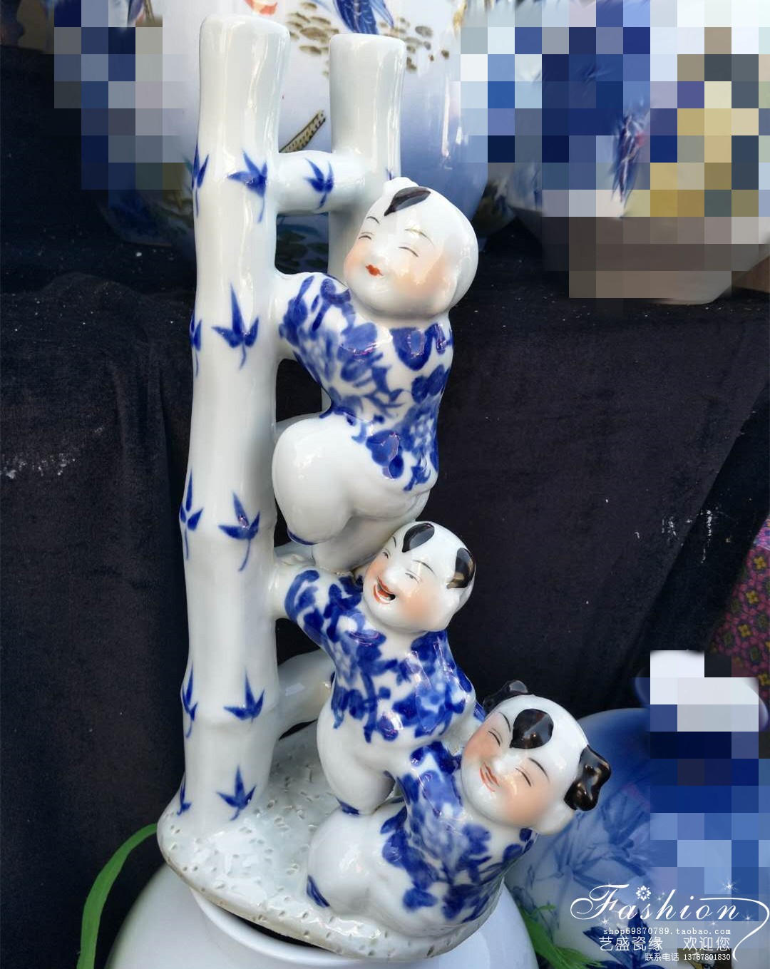 Jingdezhen ceramic hand painted green flower porcelain dolls Step high up Qiao relocating birthday wedding wedding gifts Festival Gao-Taobao