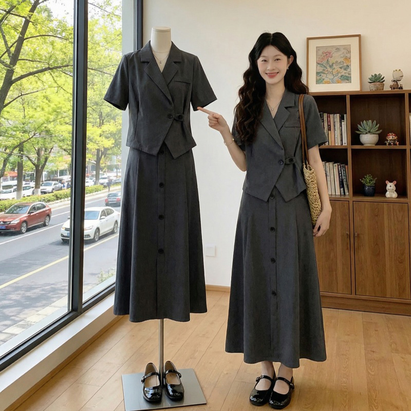 Plus-Size Slimming Suit Dress 2026 Super Trendy Summer Outfit Complete Set, Both Elegant and Stylish Two-Piece Set