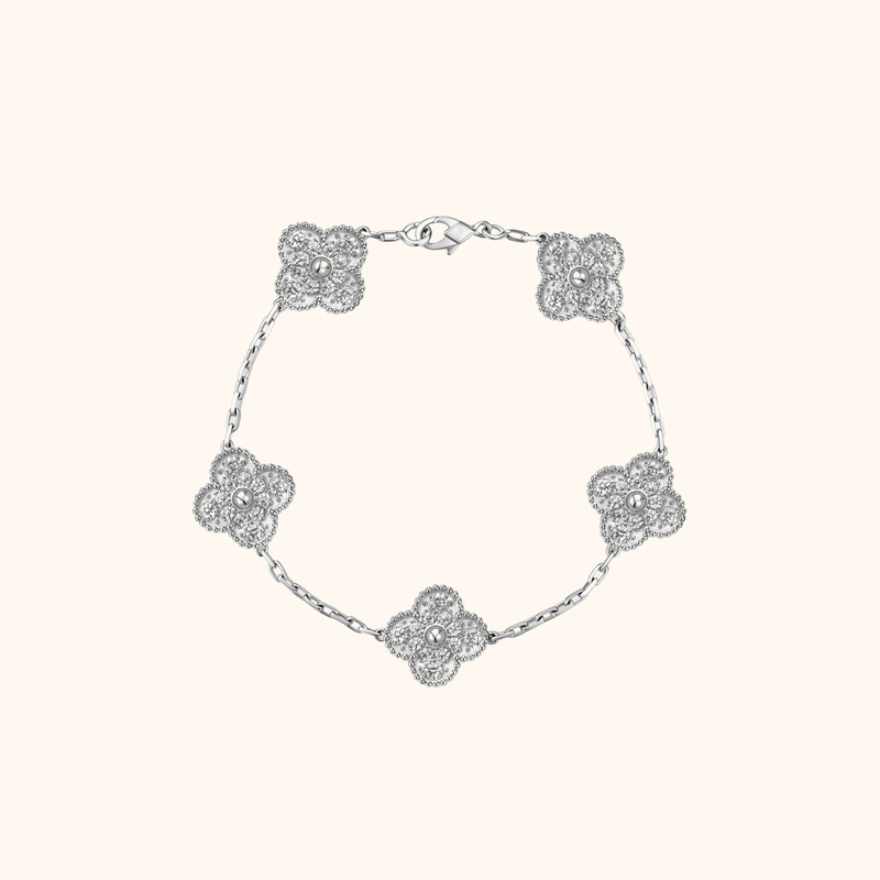 Karama Dream 18K Gold Vintage Alhambra Series Light Luxury Four-Leaf Clover Bracelet Gift for Girlfriend Karama Dream 18K Gold Vintage Alhambra Series Light Luxury Four-Leaf Clover Bracelet Gift for Girlfriend