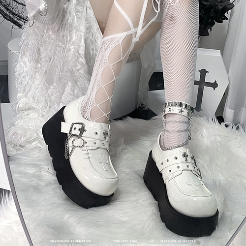 Superpink [Shadow Hunter] оригинальные субкультурные популярные туфли для девочек на толстой подошве, темные кожаные туфли в стиле панк y2k для женщин