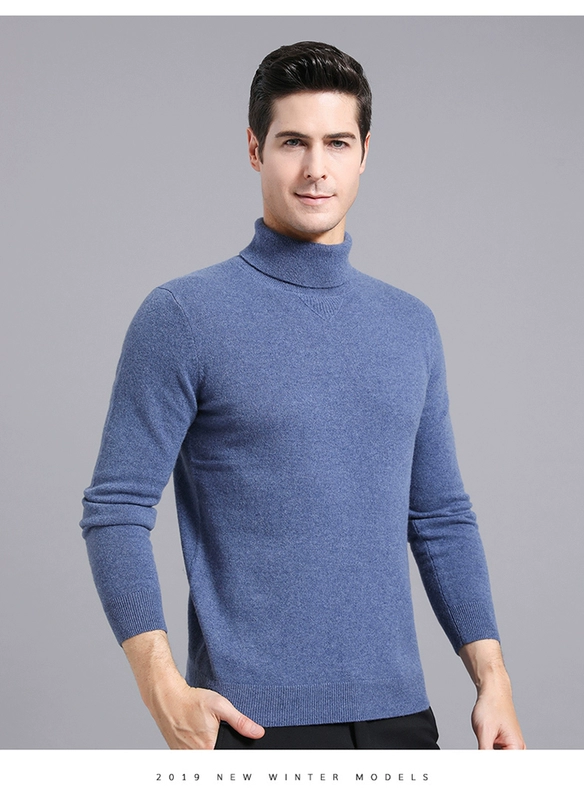 100% áo len cashmere nam mùa thu / đông 2019 áo len màu rắn nam áo len mỏng áo len cashmere - Áo len cổ tròn