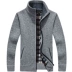 Chống mùa mùa hè cho nam mùa thu cardigan áo len dây kéo dày cộng với nhung đứng cổ áo len lỏng áo khoác nam áo len nam mỏng Cardigan