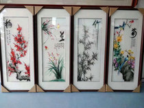 Suzhou embroidery gauze transparent frame finished strip screen Mei Lan bamboo chrysanthemum spring summer autumn and winter landscape living room background wall