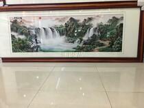 Suzhou embroidery rising sun east rising landscape living room background wall decorative painting Hanging painting Finished product with frame Xiang embroidery imitation handmade