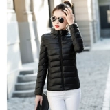 Легкая и тонкая зимняя короткая куртка с пухом, черный пуховик для школьников, в корейском стиле, большой размер