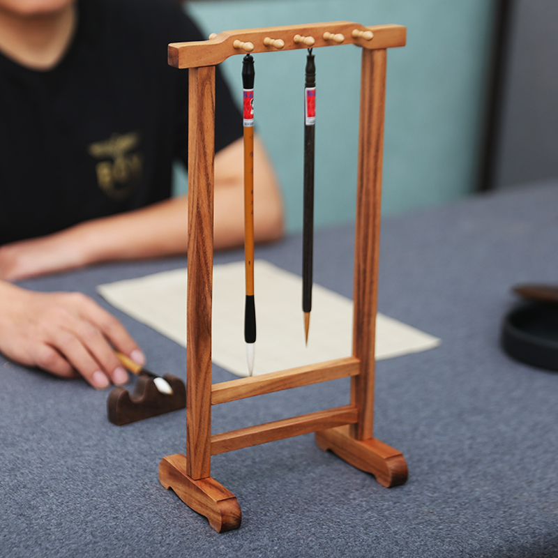 Zhao Beipen hanging solid wood minimalist brush rack small number student writing brush rack calligraphy table small brush holder