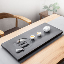 Tea set set natural black stone tea Pan stone whole home living room high-end light luxury simple Chinese tea table