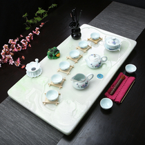 European style creative marble anti-jade rectangular tea tray Household simple modern glass Kung Fu tea set