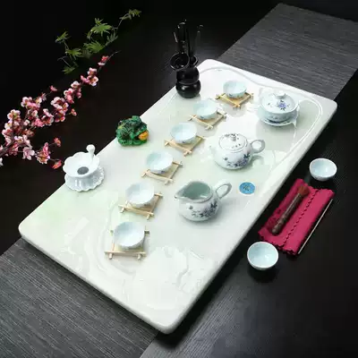 European style creative marble anti-jade rectangular tea tray Household simple modern glass Kung Fu tea set