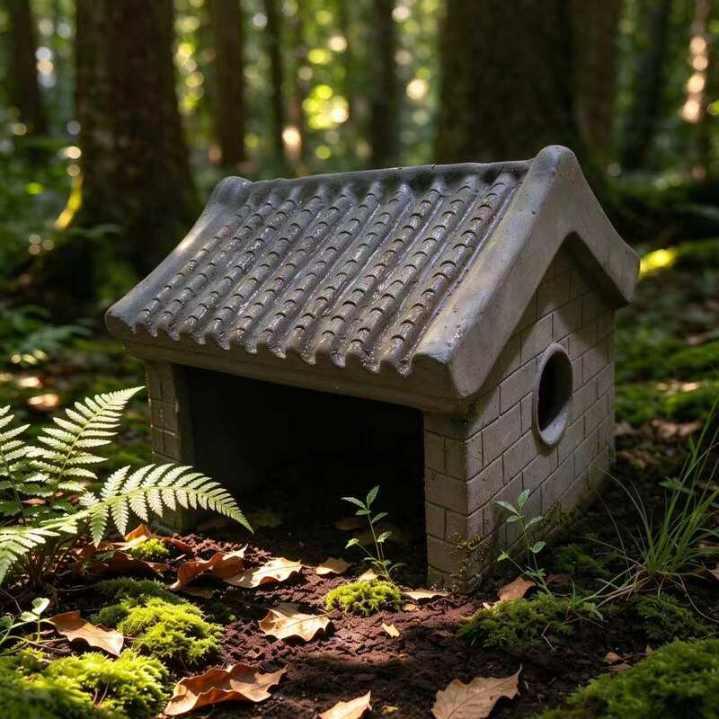 Handmade Ceramic Forest House for Turtles, Yellow-Edged Turtle Hideout, Basking Platform, Climbing Platform, Reptile Villa, Landscaping