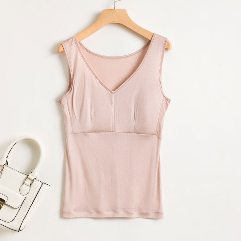 Full mulberry silk anti-salient points with chest cushion vest free of wearing bra one-piece underwear genuine silk yoga clothes