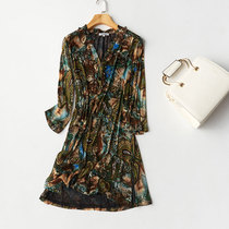 Double layer of genuine silk mesh sleeve head jacket V collar in long section T-shirt large code mulberry silk mesh yarn loose printing 50% sleeves