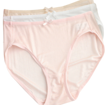 Export quality mulberry silk knitted childrens underwear female silk breifs children 42 needle encrypted white underwear