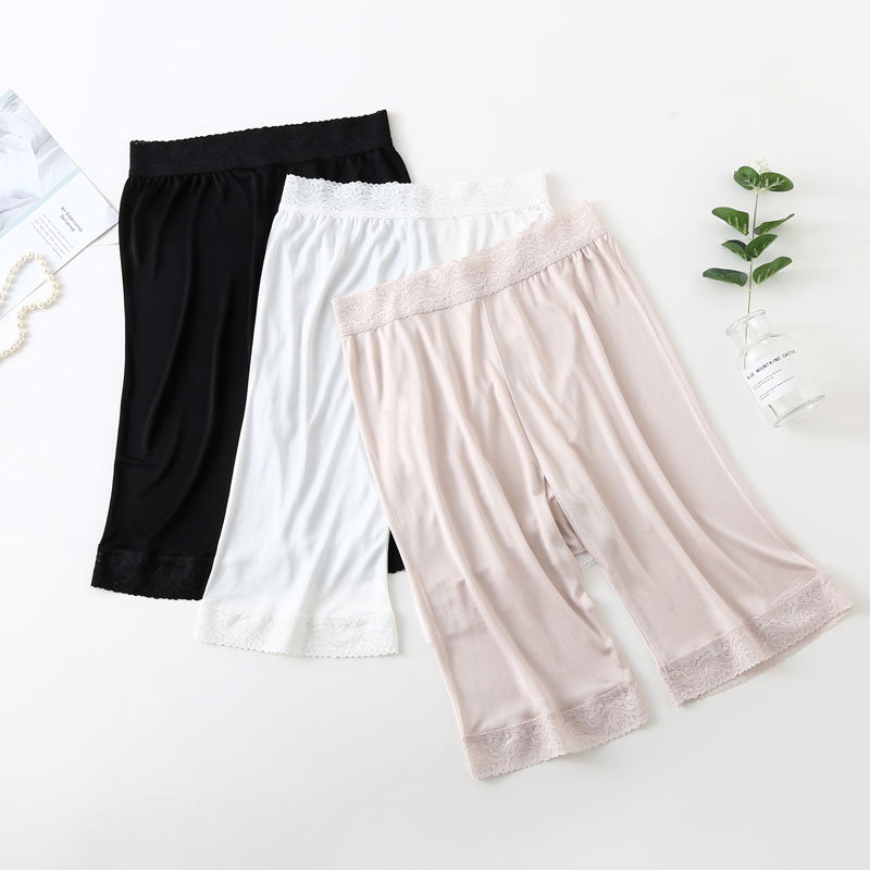 Silk five-point pantsAnti-glare safety pantsBlack underwear liningThin high-waisted shorts