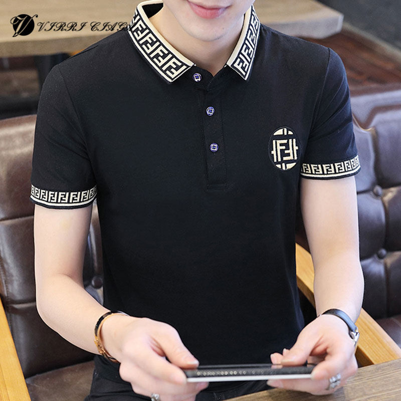 Men's Short Sleeve T Shirt 2020 New Summer Trend Pattern Pattern Personal Embroidery Tide Polo Shirt Men