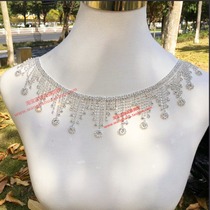 Long tassel rhinestone chain sweater skirt collar hand-stitched Diamond Strip headdress headwear headscarf Diamond Strip shoes and hats mink grass decoration