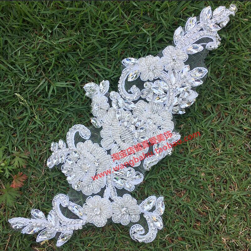 Rhinestone heavy bead flower bride headdress crystal stud bead flower DIY turban cover large diamond flower skirt wedding dress decoration