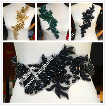 Gown large coat waist collar Chest Front Decoration Hand-sewn Nails Beads Flower Heavy Work Embroidered Glass Drill Black Holes Green Gold Red