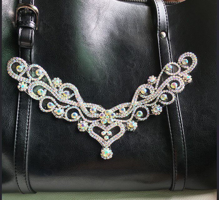 AB Colorful water drill collar gum bottom collar appliques with flower ironing water drill accessories Dress Shoes dresses Decorative Drill