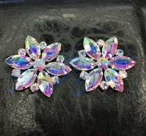43mm round flower AB colored horse-eye glass diamond buckle jacket decorative buckle shoes and hat performance clothing patch diamond flower plate
