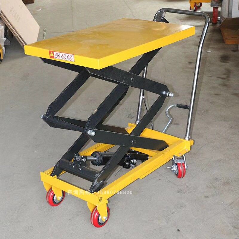 Foot-operated hydraulic lift platform car mold manually raised scissor foot pedal flat cart mobile small electric