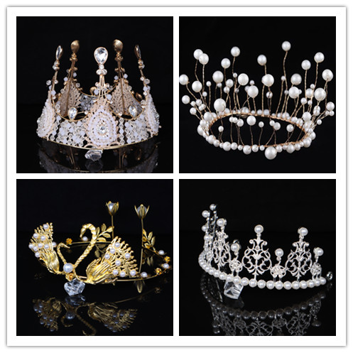New crown series birthday cake decoration party silver hair accessories baby with pearl crown