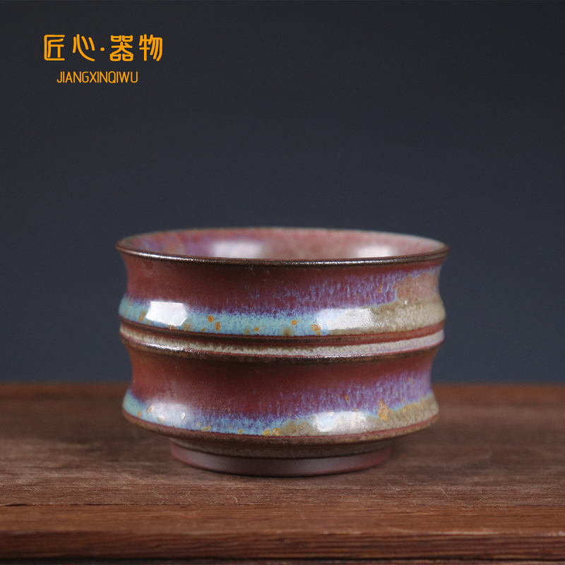 Shenhujun Porcelain Handmade Ceramic Tea Cup with Kiln-Transformed Retro Style, Bamboo-Style Single Cup, Master Cup, Artisan Craft Shenhujun Porcelain Handmade Ceramic Tea Cup with Kiln-Transformed Retro Style, Bamboo-Style Single Cup, Master Cup, Artisan Craft