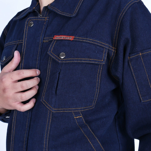 Комплект для работы с молнией, демисезонные хлопковые джинсовые штаны, рабочая одежда, свободный крой, защита от ожогов