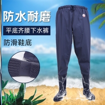 Rain pants and shoes in one body waterproof men and women thickened and tight waist waterfishing trousers fishing catch sea