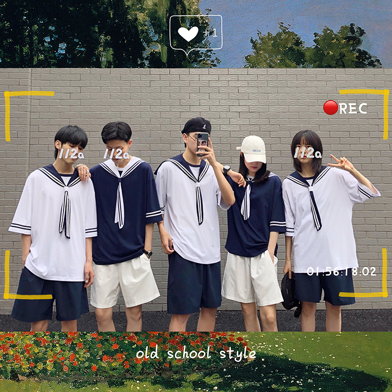 Navy Style Sailor Suit Set, Jk Uniform for Male and Female Students, Team Uniform, Performance Class Uniform, College Style School Uniform, Summer