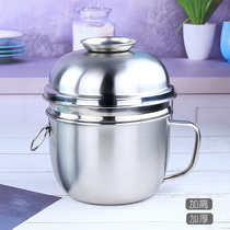 Stainless steel lunch box Fast food cup Adult large rice bowl Student with cover round thickened canteen office worker lunch box