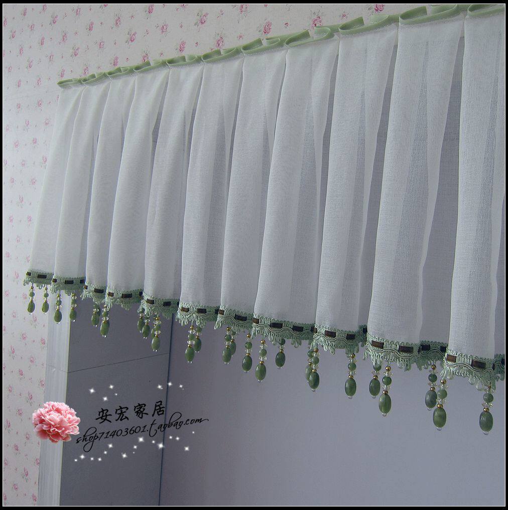 Full custom blue powder green lace curtain curtain curtain curtain track to cover the living room bedroom floating window curtain
