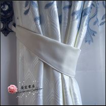 Manual slanted and simple modern Korean white and yellow lace curtain with curtain strap