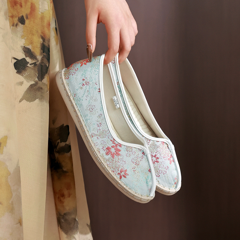 【Flowers in Full Bloom】Huashengyuan New Chinese Style Shallow Slip-On Flat Shoes Chinese Style Women's Shoes Hanfu Shoes 【Flowers in Full Bloom】Huashengyuan New Chinese Style Shallow Slip-On Flat Shoes Chinese Style Women's Shoes Hanfu Shoes