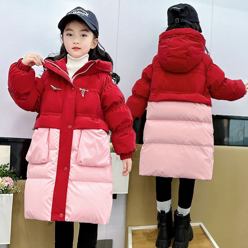 Girls' Winter down Jacket 2025 New Style Children's Thickened White Duck down Hooded Mid-Length down Coat Trendy